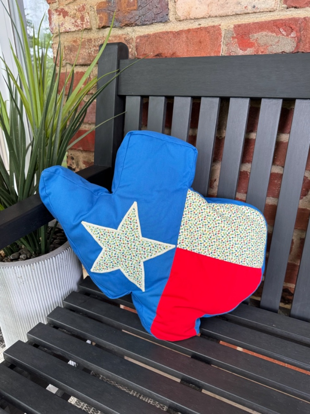Texas Shaped Handmade Decorative Patchwork Pillow